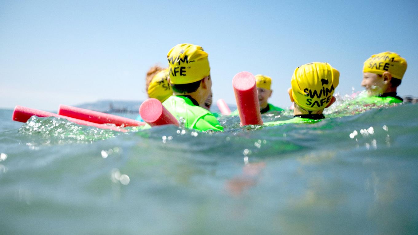 Children swimming in the sea